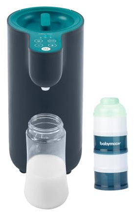 Babymoov Milky Now Flaschenzubereiter für Babys - Temperatureinstellung von 22-85°C, 6 Stunden Warmhaltefunktion + Milchpulver-Portionierer, arctic blue, 4 Fächer