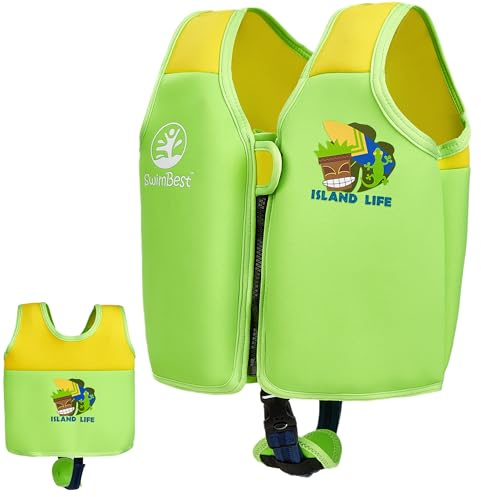 SwimBest Giubbotto da Nuoto - Giubbotto da nuoto/Aiuto al Galleggiamento con Cinturino di Sicurezza e Galleggianti Rimovibili (Island Life, S (15-19kgs))