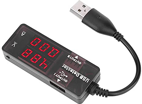 YB26VA Dual Display USB Detector Voltmeter Ammeter Voltage Current Meter Battery Capacity Tester, Small Size and, Suitable for Mobile Phones and (Homochromy Plugged in and Not