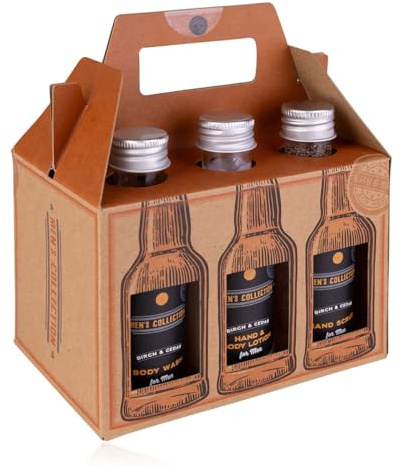 Accentra MEN´S COLLECTION Sixpack Geschenk- set für Männer im Bierträger - 6 teilig Pflegeset Bier für Herren mit Duschgel, After Shave, Bodylotion, Shampoo uvm
