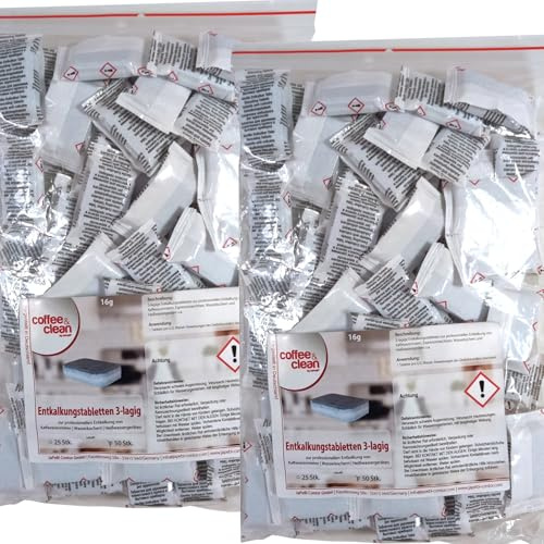 100 Entkalkungstabletten 3-lagig 16g für Kaffeevollautomaten von Bosch DeLonghi Jura Melitta Miele Saeco Siemens WMF