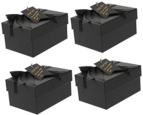 IWOWHERO 4stücke Pack Geschenkverpackungsboxen Aus Papier Quadratische Kleine Aufbewahrungsboxen Zum Einpacken Von Geschenken Flache Stapelboxen Für Hause Und Reisen