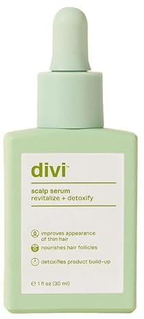 divi Scalp Serum for Thinning Hair, 30ml Hair Growth Serum with Amino Acids, Caffeine & Rosemary Oil for Men & Women, Promotes Healthy Scalp & Fuller-Looking Hair, Reduces Oil & Product (White)