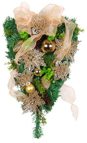Weihnachtsgirlande für Haustür, Weihnachtskranz mit Schleife, dekorativer Girlanden-Anhänger, , Türhänger, Dekoration für Haustür, , Fenster, Wand, Kamin