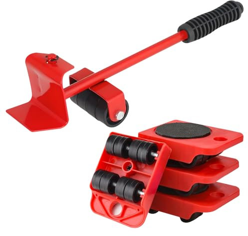 Huakaile Set di attrezzi per sollevamento mobili resistente, capacità di carico 599,6 kg, con pallet per ruote, carrelli regolabili per elettrodomestici, per tavolo, frigorifero, pavimenti, armadietti