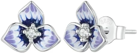 Stiefmütterchen-Ohrringe aus 925er-Sterlingsilber, Zirkonia, platiniert, für Damen, Dekoration, Schmuck, luxuriös, trendiges Geschenk