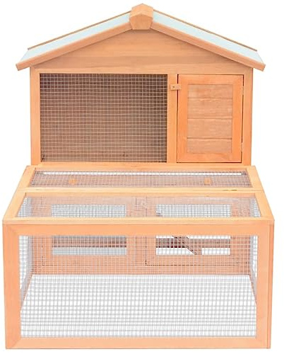 Kaninchenstall Holz - Großer Kleintierkäfig für Innen & Außen - Robust & Natürlich mit Auslauf - Perfekt für Kaninchen, Meerschweinchen & Kleintiere