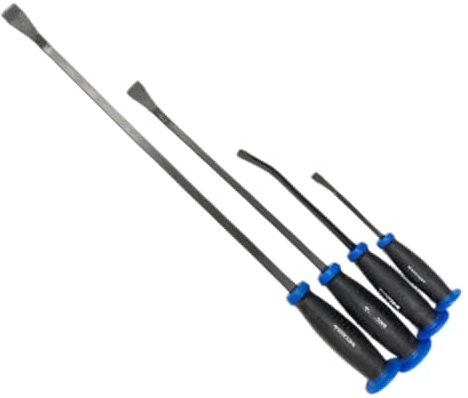 Dunnet Tools Wrecking Bar Forged Carbon Steel Swan Neck Crowbar Heavy Duty Rust Resistant Pry Tool Nail Pullers 600mm Crow Bar for Floorboards Pallet (4pc Pry Bar)