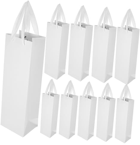 TOPPERFUN 10 Stück Weintaschen Aus Papier Mit Stabilem Griff Kompakte Weintragetaschen Wiederverwendbare Geschenkverpackung Für Weinflaschen Handliche Tragetaschen Für Geschenke