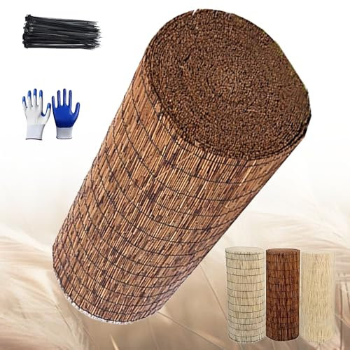 Generico Bamboo Pelato bambù per Recinzioni E Decorazioni Stuoia di Bamboo China Recinzione in Canne 30-180cm per Rotoli Decorativi Frangivistas Balcone Canniccio(Carbonization)
