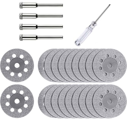 Diamond Cutting Wheel 545 with 3mm Mandrels Pack of 20 | Vented Cut Off Discs; For Dremel Rotary Tool; Cuts Glass Metal Gemstones Ceramics