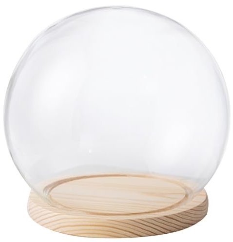 Glass Globe 5.9 Inch Dia. Clear Christmas Snow Globe with Light up Wooden Base Transparent Glass Display Dome Keepsake for DIY Crafts Home Tabletop Decor Style 2