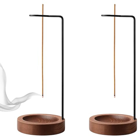 2 Stück Räucherstäbchen Halter, Handgefertigte Holz Basis, Umgedrehter Räucherstäbchenhalter, Aschefänger Für Stäbchen, Ideal Für Yoga, Meditation, Aromatherapie, Büro Und Schlafzimmer