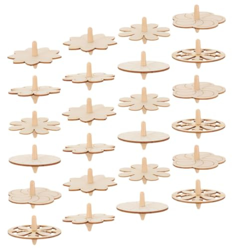 24 Stück Holzkreisel Bastelset für Kinder zum Bemalen | Selbstgemacht Kreiselspielzeug, Beige Ausführung, Schnelle Rotation und Visuelle Effekte, Bastelset Kindergeburtstag 5 Jahre