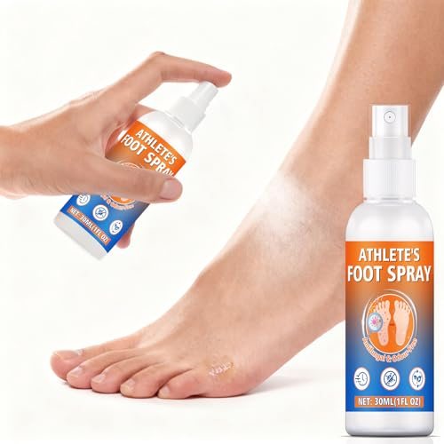Spray pour Pieds Sportifs 30 ml, Soin d’Hygiène des Pied, Aide à Maintenir les Pieds Secs et Frais, Contrôle des Odeurs et Désodorisant Chaussures