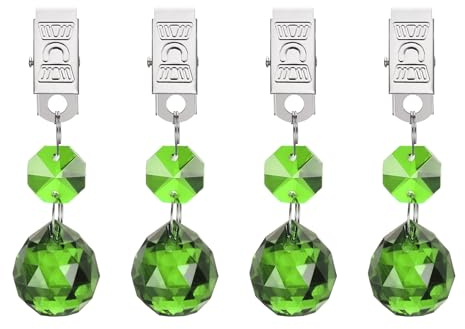 sourcing map 4 pesos para mantel, pesas de cristal con clips de metal, cortina colgante en forma de bola transparente, peso de 20 mm para decoración de mesa de picnic al aire libre (verde hierba)