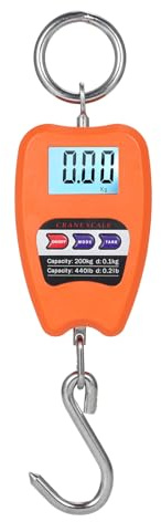 Digitale Hängewaage mit präzisen Sensoren, tragbare Mini-Kranwaage mit 200 kg für die Jagd auf dem Bauernhof und beim Angeln, großes Gepäck (Orange)