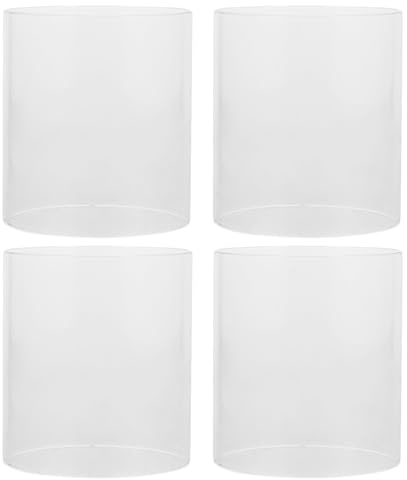 Alipis Portacandele Cilindrico in Vetro Trasparente Antivento 9X10 CM Set da 4 Pezzi Paralume in Vetro Antiuragano per Centrotavola Matrimonio Decorazioni Interne ed Esterne