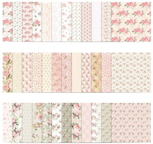 36 Blatt Scrapbook Papier Blumen Muster – Vintage Scrapbooking Papier 15x15cm, Dekorpapier mit Blumenmotiv für Journal, Fotoalbum & Decoupage, Bastelpapier für DIY & Craft-Projekte
