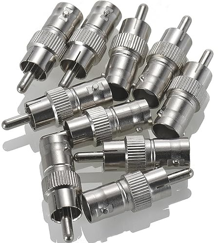 Warmstor 10 Pack BNC Female Jack to RCA Male Plug CCTV Security Camera Coaxial Cable Adapter Straight Connector