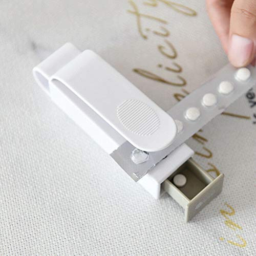 SADA72 Pillenlocher mit Behälter, Pillenentferner, Blisterpackung mit Druckknöpfen für Arthritis, wunde Hand, Tablettenspender für Zuhause, Aufbewahrungs-Organizer (10 x 4 x 2,7 cm)