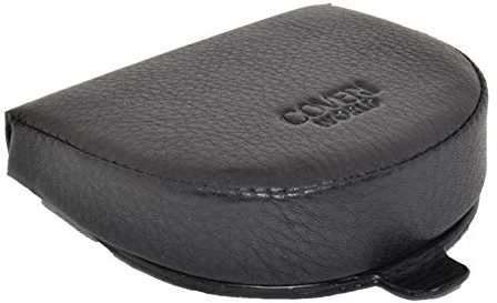COVERI WORLD Portamonete Uomo in Vera Pelle Nera, Tacco Porta Euro con 2 Tasche, Chiusura a Incastro, Compatto