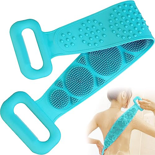 Retoo Rückenbürste aus Silikon, Körperbürste, Massagebürste Badebürste, Rückenschrubber Rückenmassage für Peeling Körper, straffe Haut gegen Cellulite, Peelingbürste für Dusche, Silikonbürste, Blau