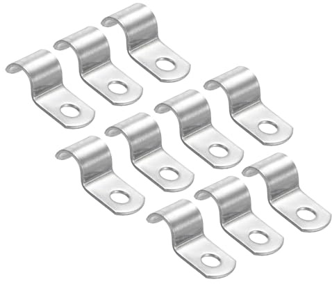 PATIKIL 10 Stück U-Rohrschellen Set, Rohrschelle 10mm, Schlauchschellen, Edelstahl Einzelloch U-Form Kabelschellen, Starrer Rohr Riemen Klemme, Rohrhalterung für Rohr Befestigung