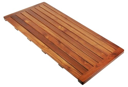 Utoplike Teak Bath Mat, Shower Mat Wood for Bathroom, (40x18) Wooden Floor Mat Extra Large for Spa Home or Outdoor