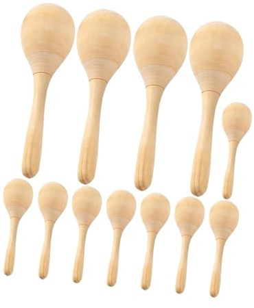 Yunhgft Holz Maracas für Kinder, Musikalisches Spielzeug; Leere Sandhämmer Zum Basteln, 12 Stück