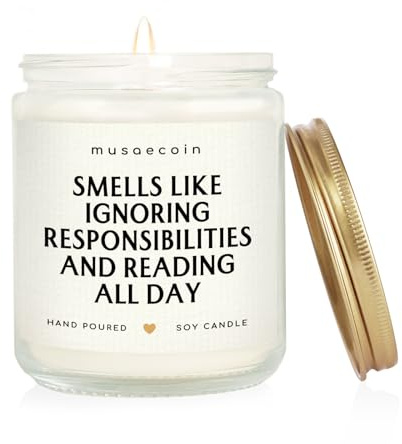 musaecoin Book Lovers Gifts, Funny Gifts for Book Lovers, Birthday Bookish Presents for Readers Librarian Bookworms - Handmade Lavender Reading Candle 7oz