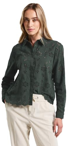 Street One LTD QR All-Over Crochet shirtcollar Blouse mid Green 44