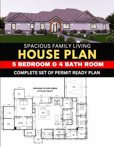 Spacious Family Living Permit Ready House plan set: 5 Bedroom & 4 Bathroom: Complete Set of Permit Ready Plan