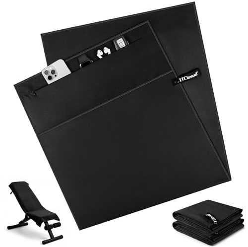 ITClosud Set de 2 Toallas Microfibra Gimnasio, Toalla Deporte Ligera, Absorbente y de Secado Rápido 120x50cm, Toalla de Fitness con Bolsillo con Cremallera para Fitness y Entrenamiento (Negro)
