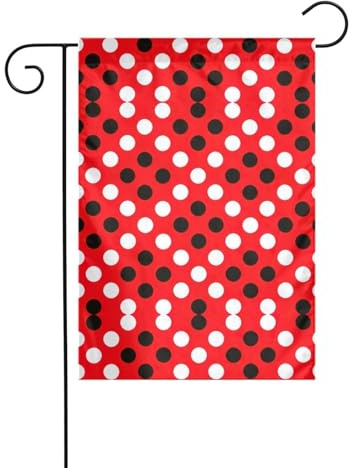 Drapeau vertical double face à pois rouges et blancs 30,5 x 45,7 cm, drapeau de jardin décoratif pour intérieur et extérieur
