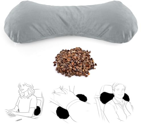UQHH Buckwheat Lumbar Support Pillow for Bed Sitting and Couch Support, Firm Ergonomic Back Pillow for Lower Back Pain Relief, Small Natural Back Support Pillow Recliner Pillow
