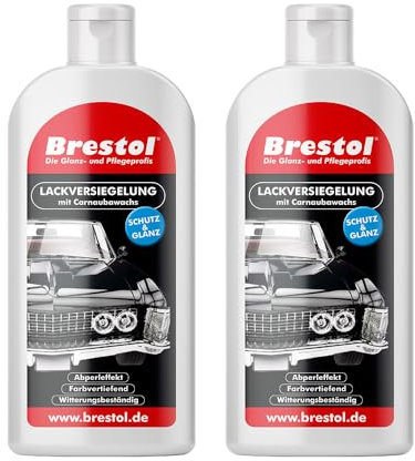 Brestol LACKVERSIEGELUNG 2x 500 ml - mit Carnaubawachs - Hartwachspolitur Autopolitur Hartwachs Abperleffekt Abperl-Effekt Nano streusalzbeständig