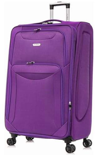 FLYMAX 32 Extra Large Super Lightweight 4 Wheel Suitcase Luggage Expandable with Wheels Purple