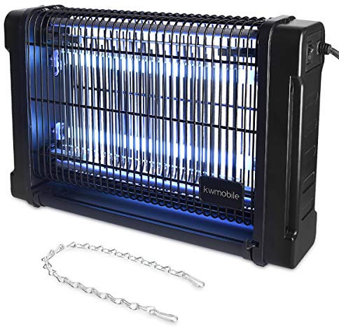 kwmobile UV Insektenvernichter 20 Watt - 80m² Wirkungsbereich inkl. Aufhängekette - Fliegenfalle elektrisch mit Stromkabel - Mücken Insektenlampe