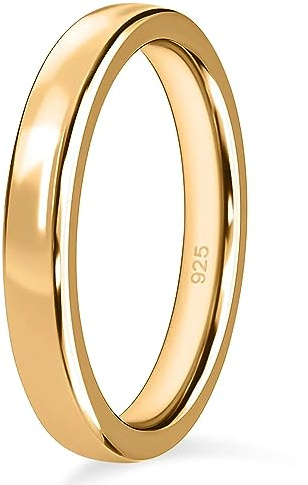 TJC Silver Rings for Women – 925 Sterling Silver Wedding Band Ring, 4mm Width, Yellow Gold Plated Ladies Ring, Promise Rings, Trending Fashion Jewelry Sizes N