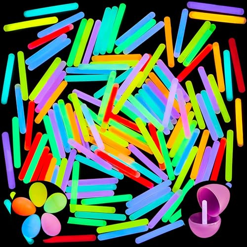 JOYIN 400 Mini Glow Sticks(1.7), 8 Colors, Glow in The Dark for Easter Eggs Party Favors,Easter Basket Stuffer Party Pack, Weddings Classroom Decorations Prizes