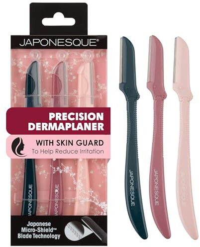 JAPONESQUE Rasoir dermaplaner pour le visage - 3 pièces, Kit rasoir pour les poils du visage - Rasoir dermaplaner à une lame pour les femmes