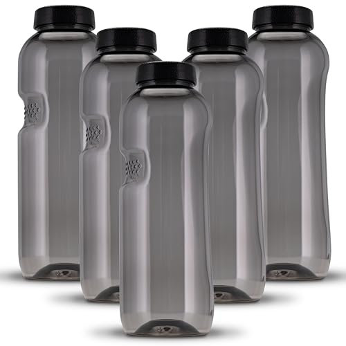 Kavodrink 5 x Tritan Trinkflasche 0,75L Wasserflasche schwarz Sportflasche BPA frei Flasche 750ml