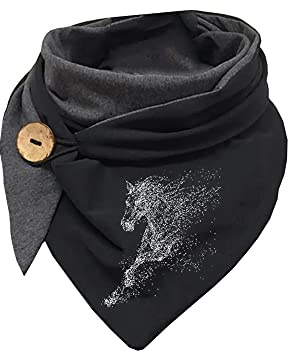 Hiseng Damen Schals Groß Dreieck Winter Dreieckstuch Warmer Button Lieblingsschal Scarf Fransen Knopf Karoschal Poncho Soft Wrap Lange Stola Fransen Poncho