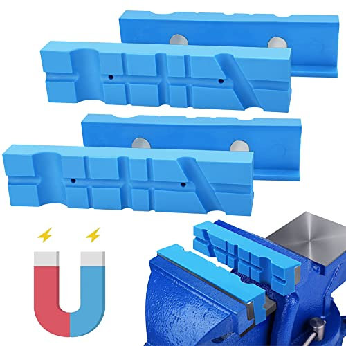 SPEACOUR Ganascia Morbida per Morsa in TPU - Copertura Magnetica di Protezione per Morse da Banco, Trapani, Fresatrici - 4 Pezzi, 14 * 3.6 * 3.2cm, Blu