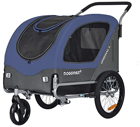 Doggyhut Original Large Fahrradanhänger & Hundebuggy 2 in 1 für Hunden bis 35kg Hundeanhänger Jogger Hundewagen mit Feststellbremse Tiggo 80405