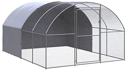 vidaXL Outdoor Hühnerstall 3x4x2m Verzinkter Stahl Hühnerhaus Geflügelstall