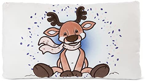 NICI Kuscheltierkissen Rentier Jonte 43 x 25cm rechteckig I Kuschelkissen Rentier für Jungen, Mädchen & Babys I Flauschiges Plüschtier-Kissen – 48332