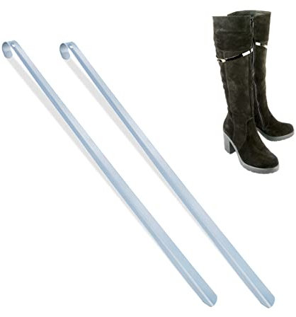 Relaxdays Schuhlöffel lang, 2er Set, 70 cm, Schuhanzieher Metall, stabil, zum Aufhängen, Anziehhilfe für Schuhe, Silber