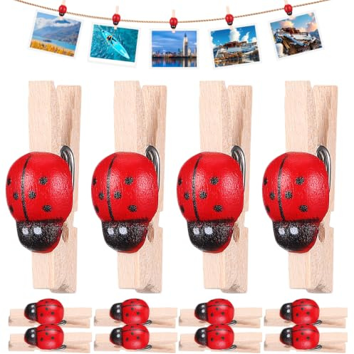 Veemoon 100st Kleine Wäscheklammern Bildhalter Zum Aufhängen Holz Bastelclip Marienkäfer Wäscheklammern Fotowandclip Stecknadel Aus Fotopapier Cartoon Fotoclip Hölzern Aufhänger Karikatur